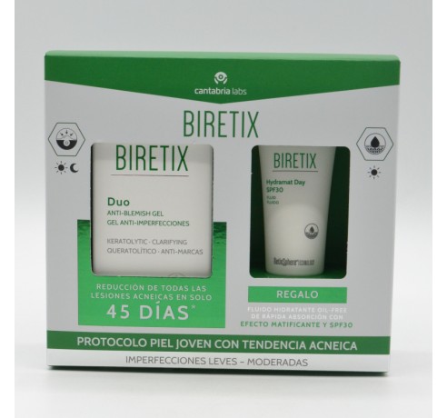 BIRETIX DUO GEL 30ML + BIRETIX HYDRAMAT SPF30+ 15ML REGALO Acné