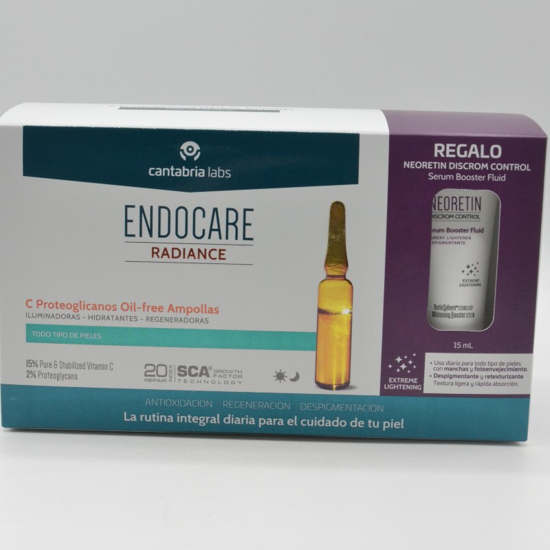 ENDOCARE RADIANCE C PROTEOFLICANOS OIL FREE TODO TIPO PIEL 30AMP + NEORETIN SERUM 15ML REGALO Antiedad