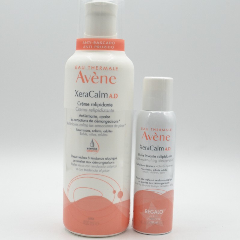 AVENE XERACALM A.D. CREMA REPILIDIZANTE 400 ML + AGUA TERMAL 150ML REGALO Hidratación y piel atópica