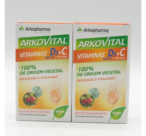 ARKOVITAL VITAMINA D3+C 20 COMPRIMIDOS EFERVESCENTES Defensas