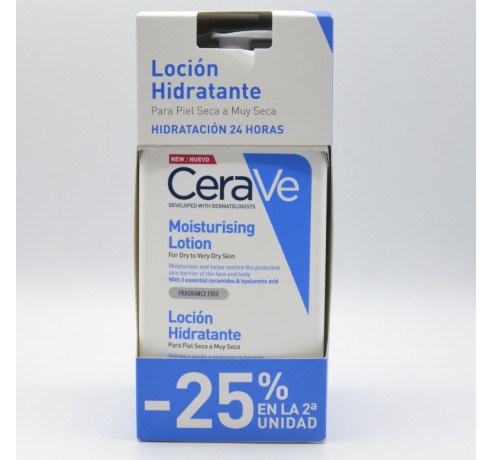 CERAVE LOCION HIDRATANTE PIEL SECA Y MUY SECA DUPLO 2ªU 25% 2X473 ML Hidratación y piel atópica