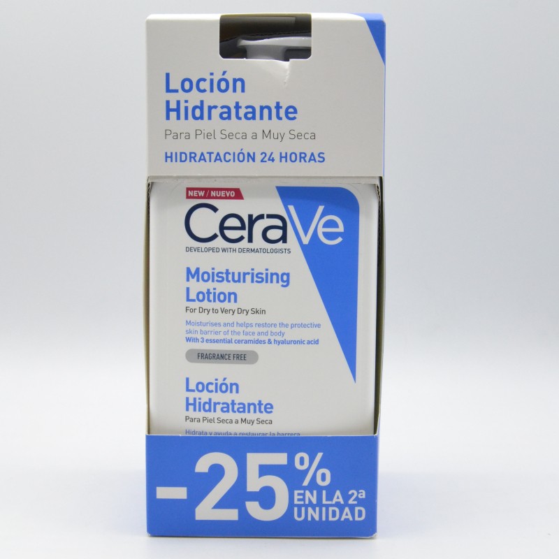 CERAVE LOCION HIDRATANTE PIEL SECA Y MUY SECA DUPLO 2ªU 25% 2X473 ML Hidratación y piel atópica