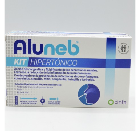 ALUNEB KIT HIPERTONICO 20 VIALES MONODOSIS+DISPOSITIVO NASAL Higiene nasal