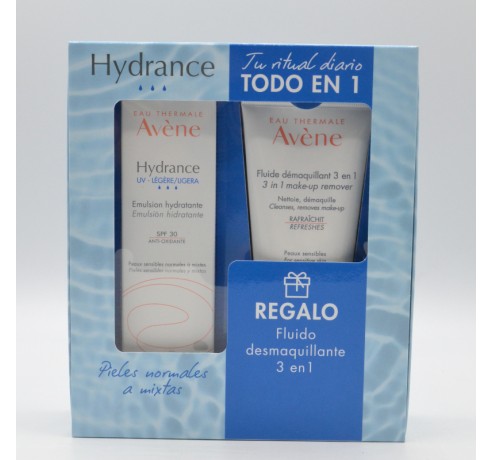 AVENE HYDRANCE LIGERA EMULSION SPF30+ 40ML + DESMAQUILLANTE 3EN1 100ML REGALO Hidratación