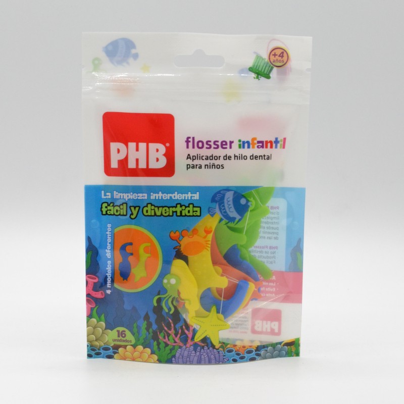 PHB FLOSSER INFANTIL HILO DENTAL CON APLICADOR 16 U Parafarmacia