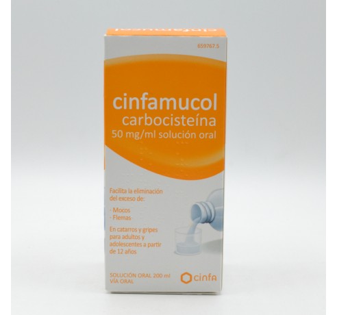 CINFAMUCOL CARBOCISTEINA 50 MG/ML SOLUCION ORAL 1 FRASCO 200 ML Medicamentos