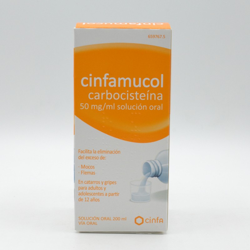 CINFAMUCOL CARBOCISTEINA 50 MG/ML SOLUCION ORAL 1 FRASCO 200 ML Medicamentos