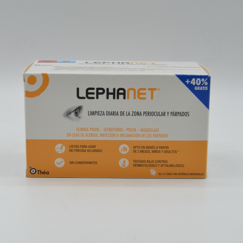 LEPHANET 30 TOALLITAS + 12 DE REGALO Higiene ocular y toallitas