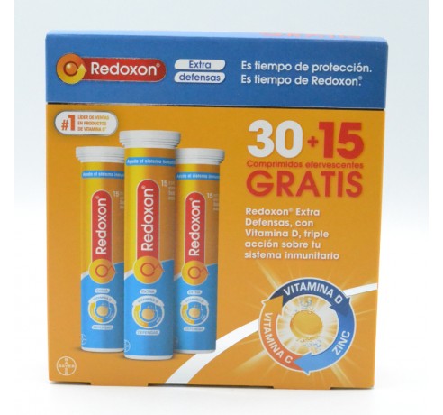 REDOXON EXTRA DEFENSAS VIT C Y ZINC 1GR 45 + 15 GRATIS COMPRIMIDOS EFERVESCENTES Energía y vitalidad