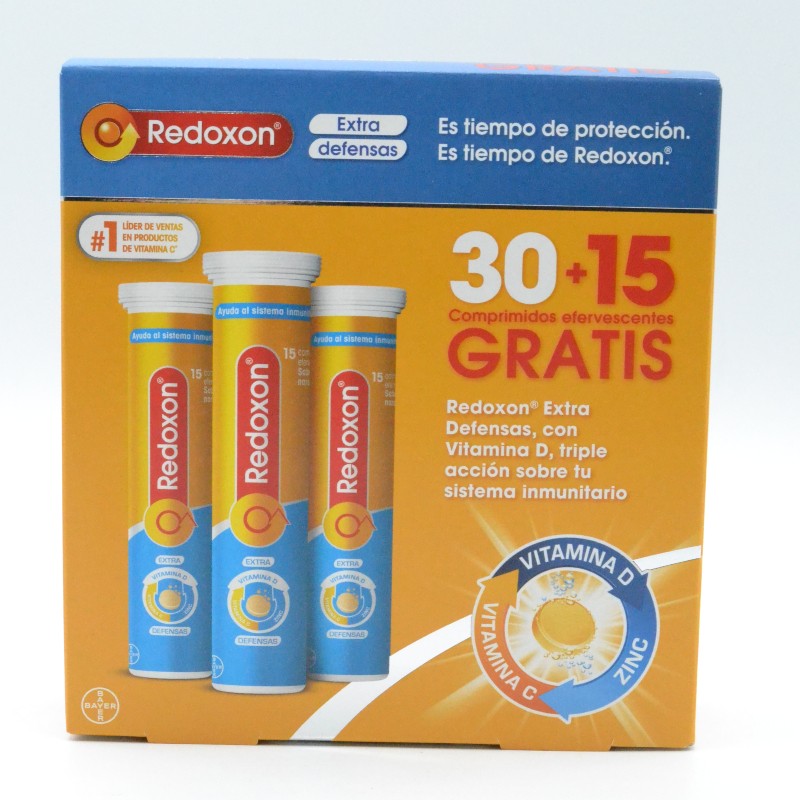 REDOXON EXTRA DEFENSAS VIT C Y ZINC 1GR 45 + 15 GRATIS COMPRIMIDOS EFERVESCENTES Energía y vitalidad