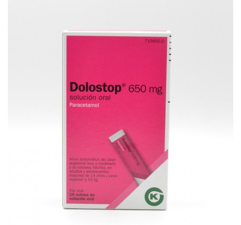 DOLOSTOP 650 MG 10 SOBRES SOLUCION ORAL 10 ML Paracetamol
