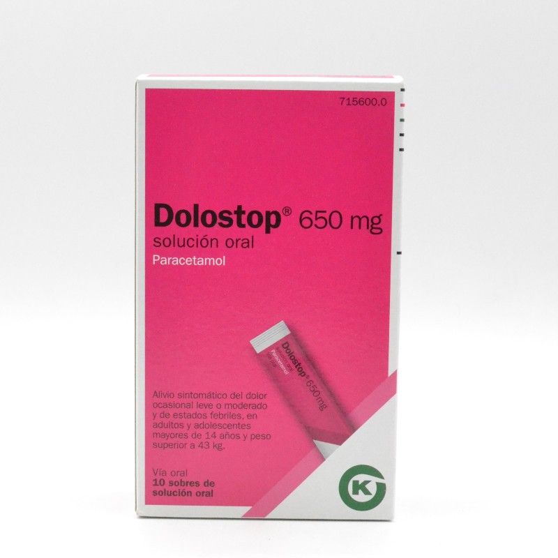 DOLOSTOP 650 MG 10 SOBRES SOLUCION ORAL 10 ML Paracetamol