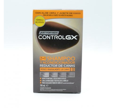 JUST FOR MEN CONTROL GX CHAMPU Y ACONDICIONADOR REDUCTOR DE CANAS 118ML Tintes