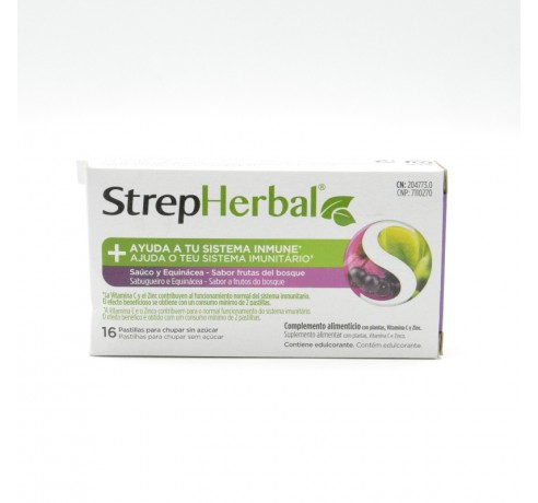 STREPHERBAL SAUCO Y ECHINACEA 16 PASTILLAS PARA CHUPAR FRUTAS DEL BOSQUE Parafarmacia