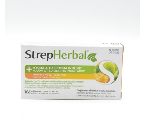 STREPHERBAL PROPOLIS Y MELISA 16 PASTILLAS PARA CHUPAR MIEL Parafarmacia