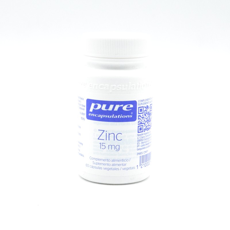 PURE ZINC 15 MG 60 CAPSULAS VEGETALES Parafarmacia