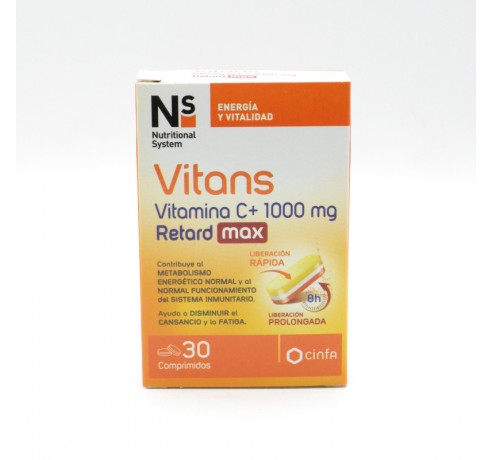 NS VITANS VITAMINA C+ 1000 MG RETARD MAX 30 COMPRIMIDOS Parafarmacia