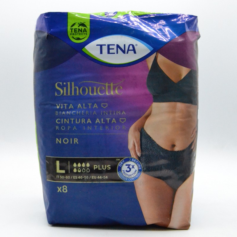 TENA SILHOUETTE NEGRO CINT. ALTA T/G 8UI Parafarmacia