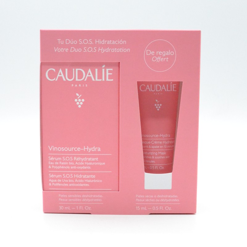 CAUDALIE COFRE VINOSOURCE-HYDRA SOS SERUM 30 ML + VINOSOURCE-HYDRA CREMA + MASCARILLA HYDRA 15ML REG Antiedad