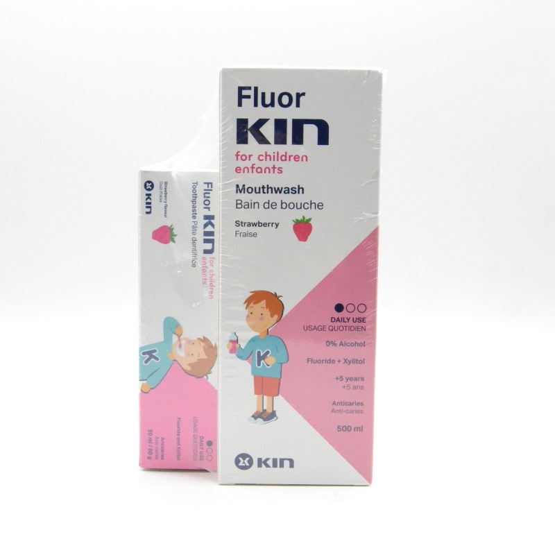 FLUORKIN INFANTIL ENJUAGE DIARIO FRESA 500 ML + PASTA GRATIS Infantil