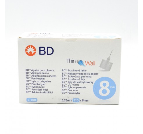 BD MICROFINE TW 0,25X8MM 100UDS R.320213 Parafarmacia