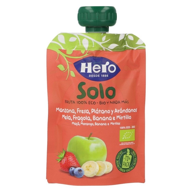 HERO BABY SOLO ÑAM MANZANA PLATANO FRESA Y ARANDANOS 100 G Parafarmacia HERO BABY SOLO ÑAM MANZANA PLATANO FRESA Y ARANDANOS 100 G Parafarmacia