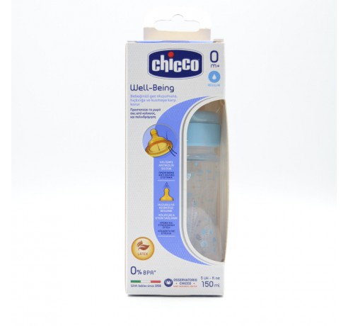 BIBERON CHICCO WB CAUCHO F REGULAR +0M AZUL 150ML Biberones y tetinas