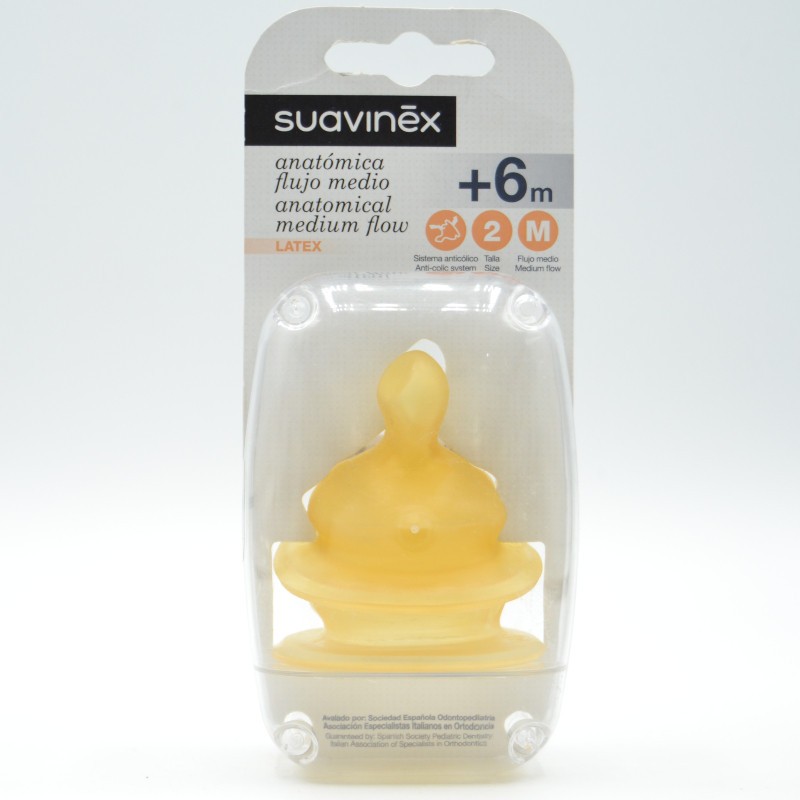 TETINA SUAVINEX LATEX ANAT F MEDIO T-2 +6M Biberones y tetinas