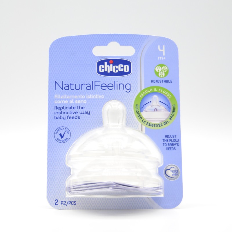 TETINA CHICCO NATURALEELING +4M 3 POSICIONES 2 U Biberones y tetinas