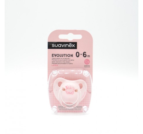 CHUPETE SUAVINEX EVOLUTION ANATOMICO LATEX 0-6M ROSA R Chupetes y broches