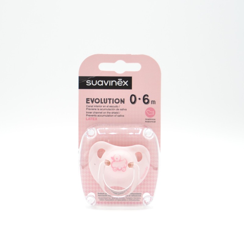 CHUPETE SUAVINEX EVOLUTION ANATOMICO LATEX 0-6M ROSA R Chupetes y broches