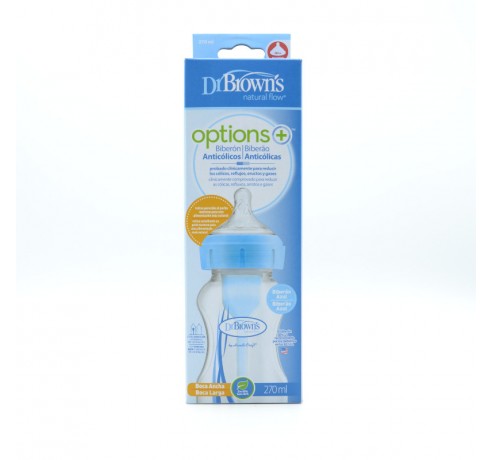 BIBERON DR.BROWN'S OPTIONS B/A AZUL 270ML Biberones y tetinas