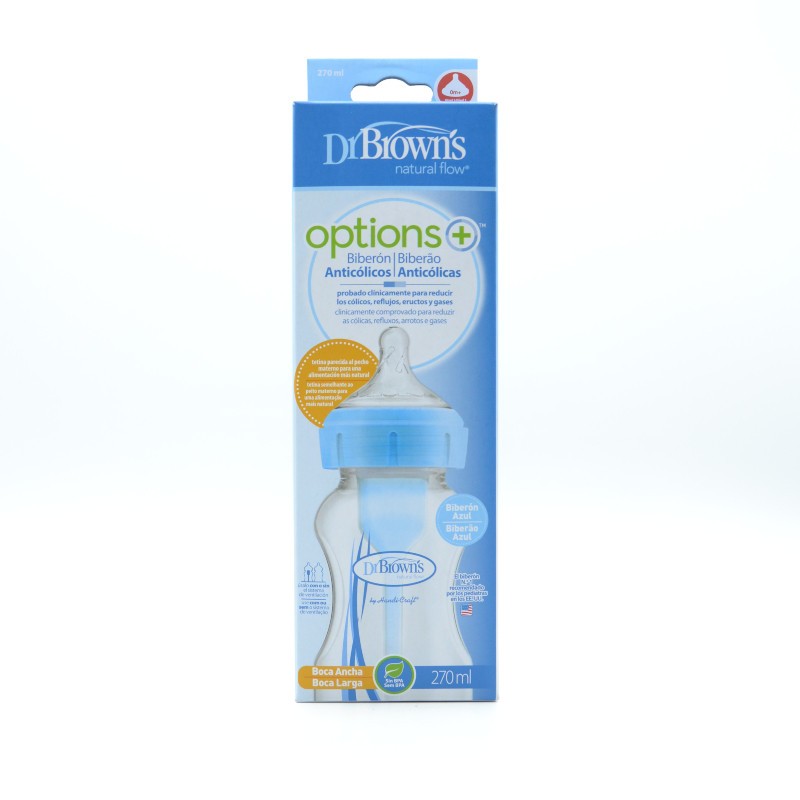 BIBERON DR.BROWN'S OPTIONS B/A AZUL 270ML Biberones y tetinas