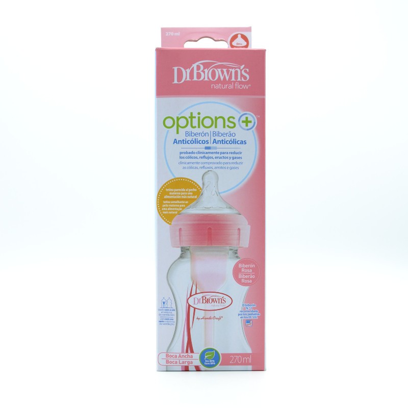 BIBERON DR.BROWN'S OPTIONS B/A ROSA 270ML Biberones y tetinas BIBERON DR.BROWN'S OPTIONS B/A ROSA 270ML Biberones y tetinas