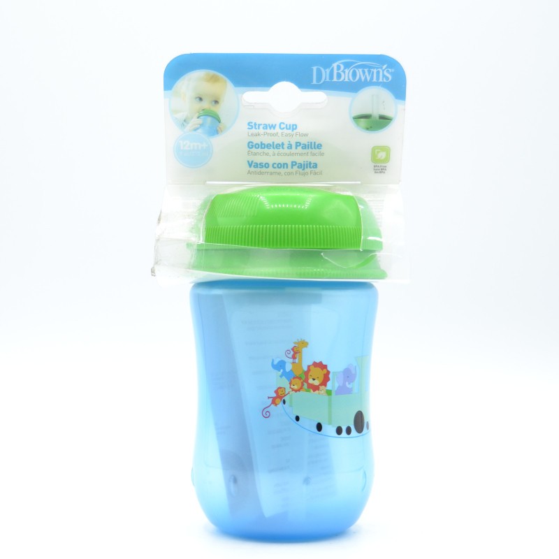 DR BROWN´S VASO CON PAJITA AZUL +6M 270ML Vajilla y accesorios