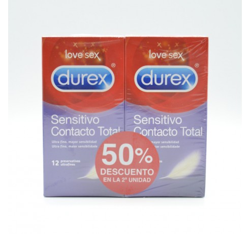 PRESERVATIVOS DUREX SENSITIVO CONTACTO TOTAL DUPLO 2X12U Preservativos