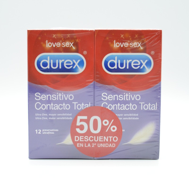 PRESERVATIVOS DUREX SENSITIVO CONTACTO TOTAL DUPLO 2X12U Preservativos