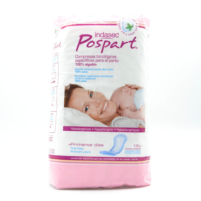 INDASEC POSPART PRIMEROS DIAS 12 U ALGODON (ANTE Fajas y bragas