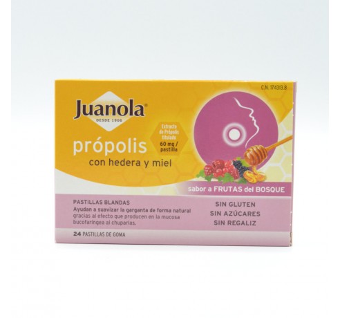 JUANOLA PROPOLIS CON HEDERA FRUTAS DEL BOSQUE 24 U Caramelos y chicles