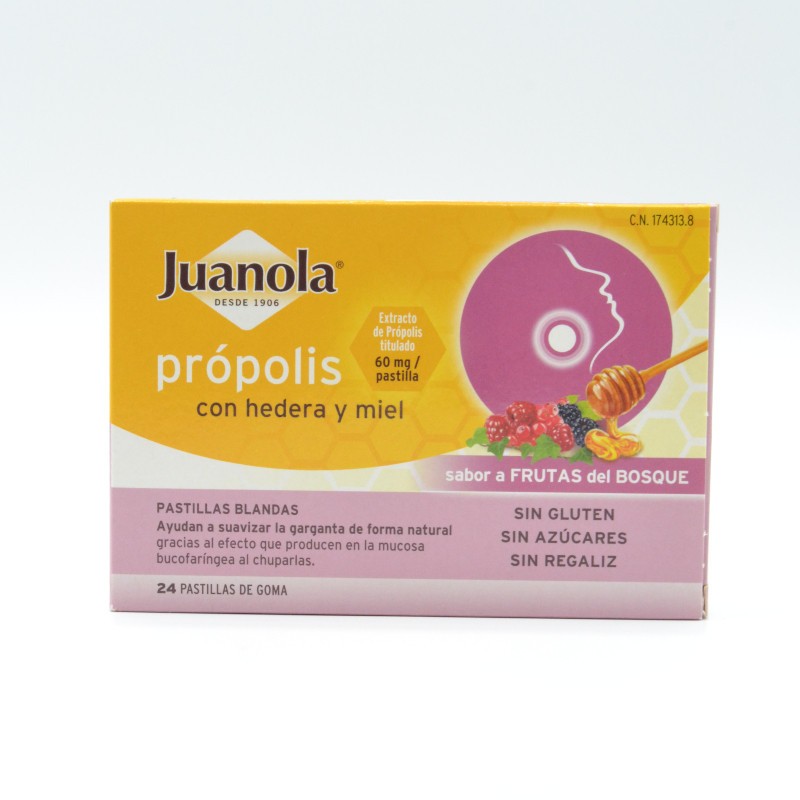 JUANOLA PROPOLIS CON HEDERA FRUTAS DEL BOSQUE 24 U Caramelos y chicles