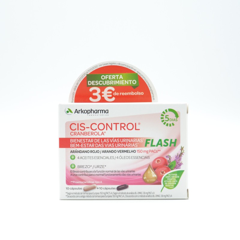 CRANBEROLA CISCONTROL FLASH ARANDANO 20 CAPSULAS Salud de las vias urinarias