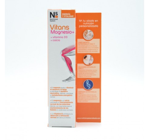 NS VITANS MAGNESIO+VIT D+CALCIO 15 COMPRIMIDOS EFERVESCENTES Energía y vitalidad