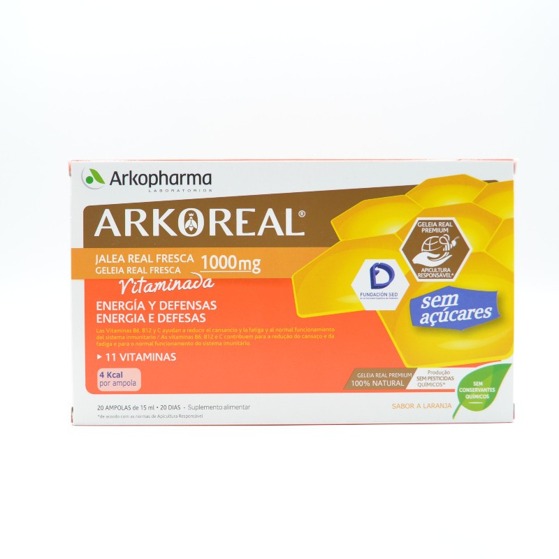 ARKO JALEA REAL 1000 MG VITAMINADA SIN AZUCAR 20 AMPOLLAS Defensas ARKO JALEA REAL 1000 MG VITAMINADA SIN AZUCAR 20 AMPOLLAS Defensas