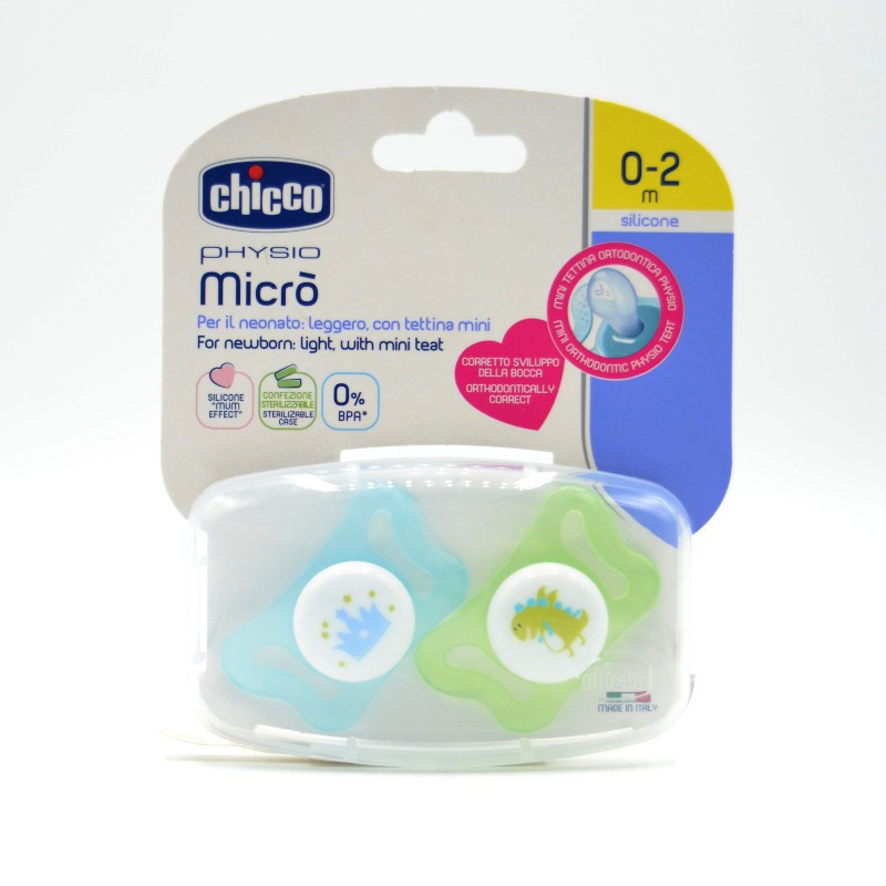 Comprar Chupete Chicco Silic Physio Micro 0-2M Azul 2U