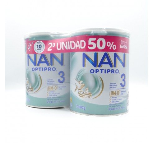 NAN OPTIPRO 3 DUPLO 2ºU 50% 2X800G Leches