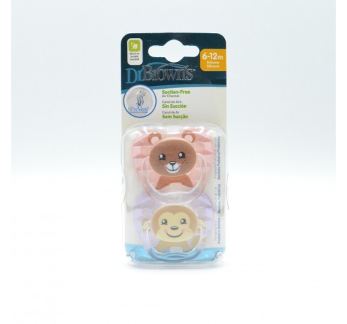 CHUPETE DR BROWN´S SILICONA ROSA 6-18M 2U R Chupetes y broches