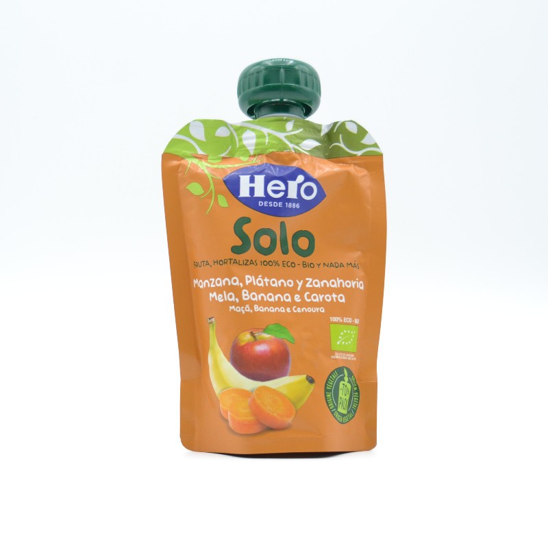 HERO BABY SOLO ÑAM MANZANA PLATANO Y ZANAHORIA 100 G Papillas y snacks