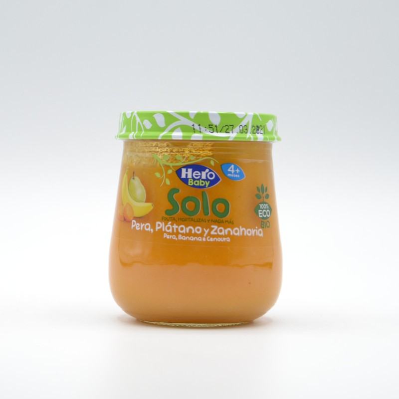 HERO BABY SOLO PERA PLATANO Y ZANAHORIA 120 G Potitos HERO BABY SOLO PERA PLATANO Y ZANAHORIA 120 G Potitos